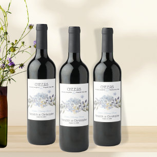 Dusty Blue Florals Weinetikett