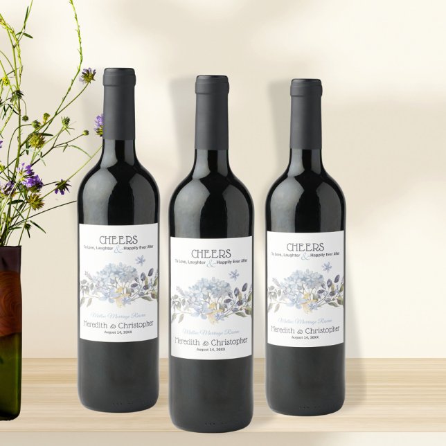 Dusty Blue Florals Weinetikett (Von Creator hochgeladen)