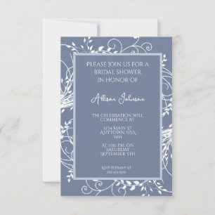 Dusty Blue Flourish Bridal Shower Invitation