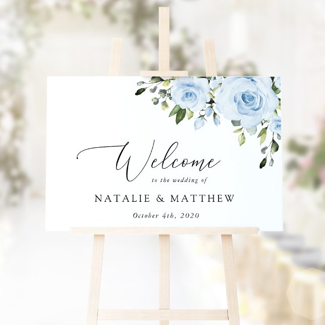 Dusty Blue Flowers, Boho, Wedding Welcome Poster (Von Creator hochgeladen)