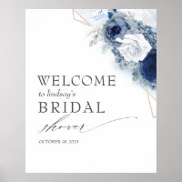 Dusty Blue Flowers Bridal / Baby Dusche Begrüßung 