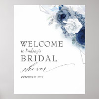 Dusty Blue Flowers Bridal / Baby Dusche Willkommen