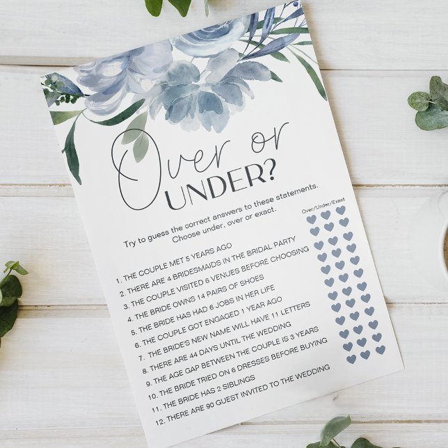Dusty Blue Flowers Bridal Game Over under Flyer (Von Creator hochgeladen)