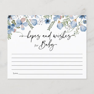 Dusty Blue Flowers Hopps & Wish Baby Shower Card