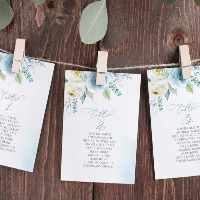 Dusty Blue Flowers Tischnummer 3 Sitzplan (Von Creator hochgeladen)