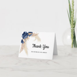 Dusty Blue Flowers und Pampas Wedding Vielen Dank Dankeskarte