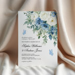 Dusty Blue Flowers Wedding Invitation Einladung<br><div class="desc">*** Please enter H170 in the store search to find all matching items *** Or visit our Dusty Blue Flowers Collection. *** This high-quality design is easy to customize to match your wedding colors, styles and theme. For further customization, please click the "Edit using Design Tool" link and use our...</div>