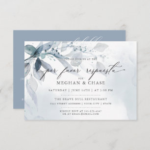 Dusty Blue Foliage CUSTOM2 RSVP DÉTAILS Invitation