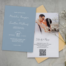 Dusty Blue Foto Budget Hochzeit QR Code UAwg