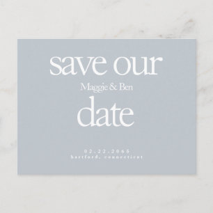 Dusty Blue Foto Modernes Save the Date Postkarte