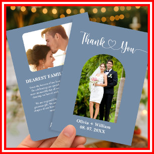 Dusty Blue Foto Wedding Dankeskarte