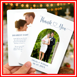 Dusty Blue Foto Wedding Dankeskarte