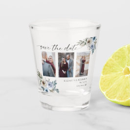Dusty Blue Foto Wedding Save the Date Elegant Schnapsglas