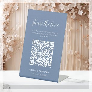 Dusty Blue Freigabe der Liebe QR Code Sockelschild