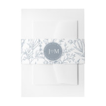 Dusty Blue French Hochzeit Einladung Bauchband