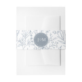 Dusty Blue French Hochzeit Einladung Bauchband Einladungsbanderole