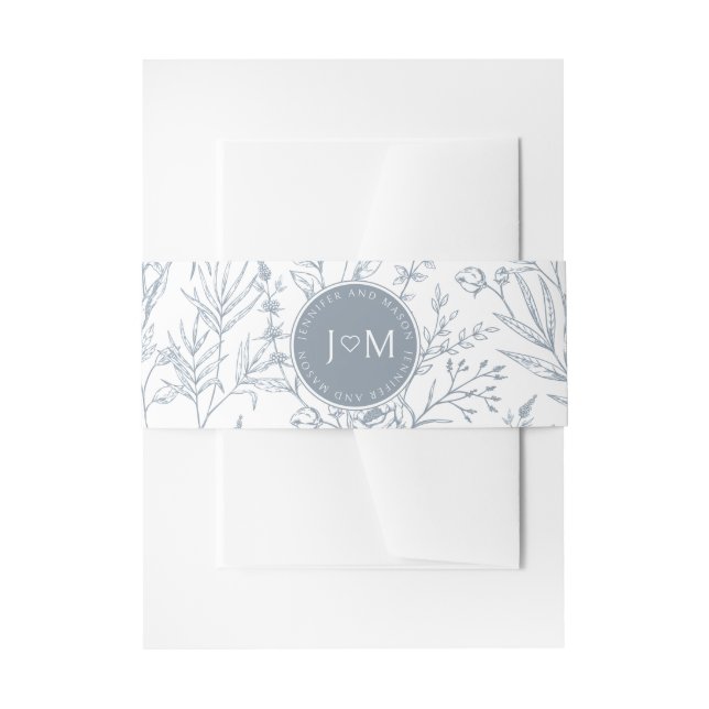 Dusty Blue French Hochzeit Einladung Bauchband Einladungsbanderole (Vorderseite Beispiel)