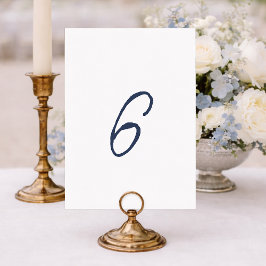 Dusty Blue French Stripe Wedding Table Number 6 Einladung