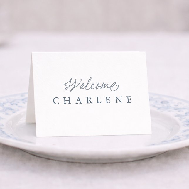 Dusty Blue French Wedding Place Card Tischnummer (Von Creator hochgeladen)