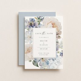 Dusty Blue Garden Floral Foto Save The Date
