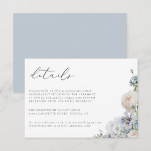 Dusty Blue Garden Floral Mariage Détails Carte