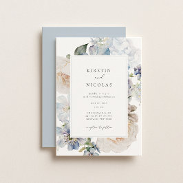 Dusty Blue Garden Floral Wedding Einladung