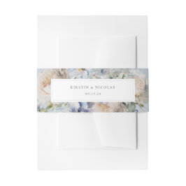 Dusty Blue Garden Floral Wedding Einladungsbanderole