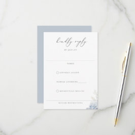 Dusty Blue Garden Floral Wedding RSVP Karte