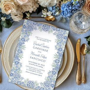 Dusty Blue Garden Summer Wedding Einladung