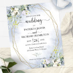 Dusty Blue Geometric Budget Einladung<br><div class="desc">Elegante,  geometrische,  botanisch-thematische erschwingliche Hochzeit 4.5"x5.6" Einladungen. BITTE BEACHTEN SIE: Die Umschläge sind NICHT INKLUSIVE; passende A7-Umschläge können separat erworben werden</div>