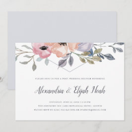 Dusty Blue Geometric Floral| Post-Hochzeitsfeier Einladung
