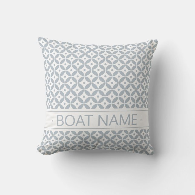 Dusty Blue Geometric Muster Shippo. Name des Schif Kissen (Vorderseite)