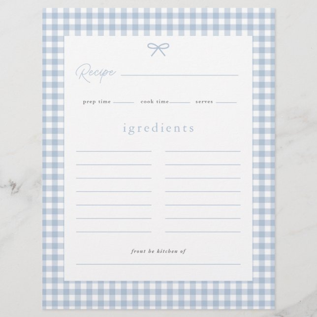 Dusty Blue Gingham Baby Shower Recicard Flyer (Vorne)