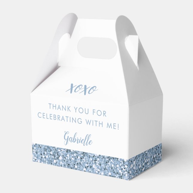 Dusty Blue Glitzer Modern Birthday Baby Shower Geschenkschachtel (Vorderseite)