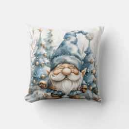 Dusty Blue Gnome und Weihnachtsbäume Kissen