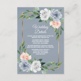 Dusty Blue Gold Blush Pink Peach Elegante Hochzeit Begleitkarte