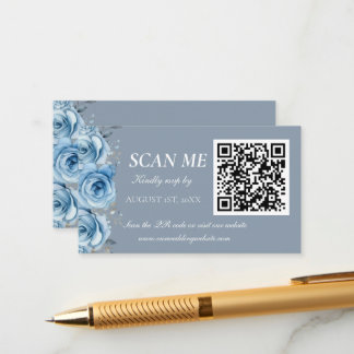 Dusty Blue Gold Botanical Wedding RSVP Enclosure  Begleitkarte