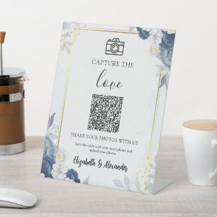 Dusty Blue Gold Floral Capture the Liebe Wedding Sockelschild