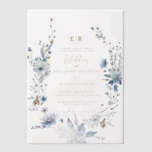 Dusty Blue Gold Floral Spring Bloom Wedding