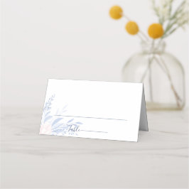 Dusty Blue Gold Geometric Pink Floral Wedding Platzkarte