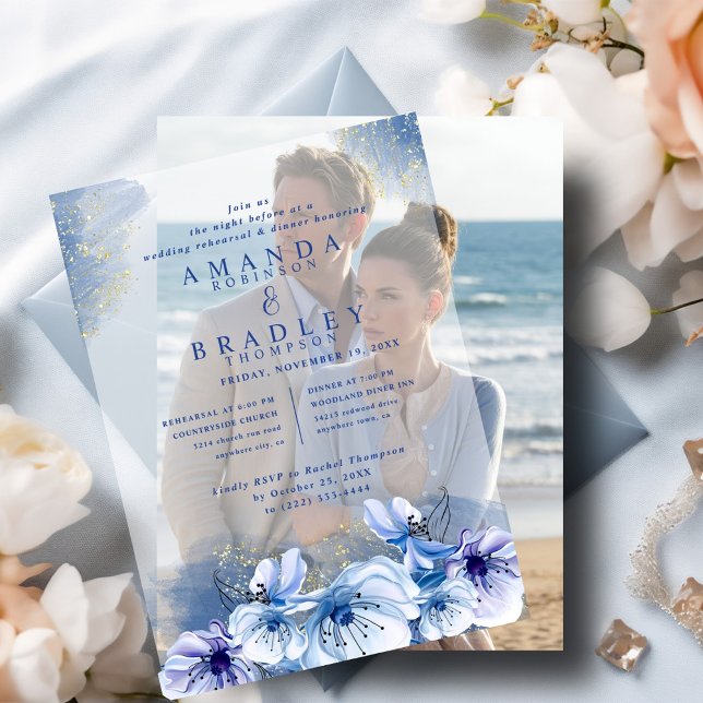 Dusty Blue & Gold Glitzer Hochzeit Probe Dinner (Von Creator hochgeladen)