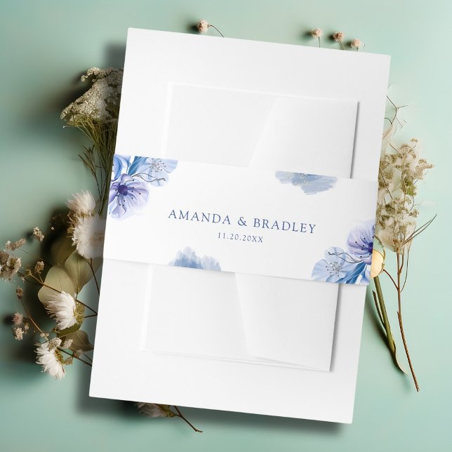 Dusty Blue & Gold Glitzer Rustikale Hochzeit Einladungsbanderole (Von Creator hochgeladen)