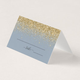 Dusty Blue & Gold Glitzer Wedding Platzkarte