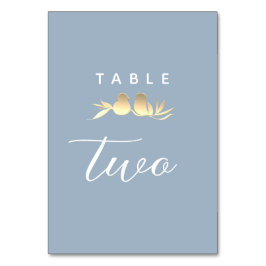 Dusty Blue Gold Lovebirds Tischnummer