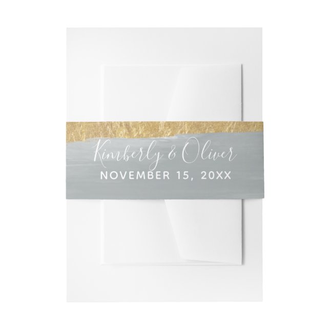 Dusty Blue Gold Minimalistisch Calligrafy Wedding Einladungsbanderole (Vorderseite Beispiel)