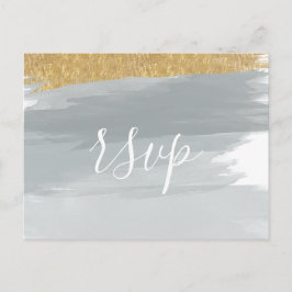 Dusty Blue Gold Minimalistisch Calligrafy Wedding Einladungspostkarte