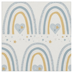 Dusty Blue Gold Rainbow Stars Baby Kinderzimmer Stoff