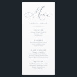 Dusty Blue Gray Minimalistisch Simple Flat Menu Menükarte<br><div class="desc">Elegantes und modernes,  staubiges,  blau-grau-minimalistisches Flachmenü. Vollständig anpassbares Menü für Ihre Hochzeit oder Veranstaltung.</div>