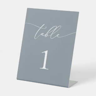 Dusty Blue Gray Minimalistische Tischnummer Sockelschild