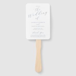 Dusty Blue Gray Modern Calligraphy Wedding Program Fächer